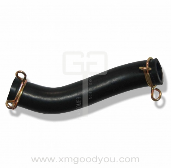 Molded rubber exhaust hose with clip